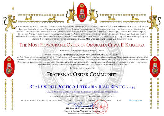 Muy Honorable Orden del Omukama Chwa II. Kabalega