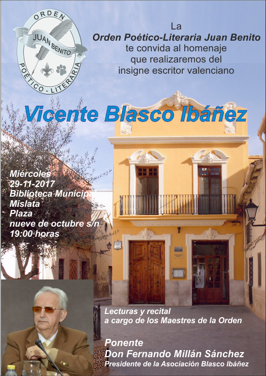 Cartel anunciador del homenaje a Blasco Ibáñez