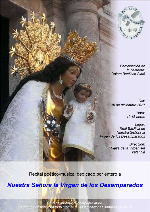 Cartel anunciador del Recital 2021 en la Real Basílica de Valencia